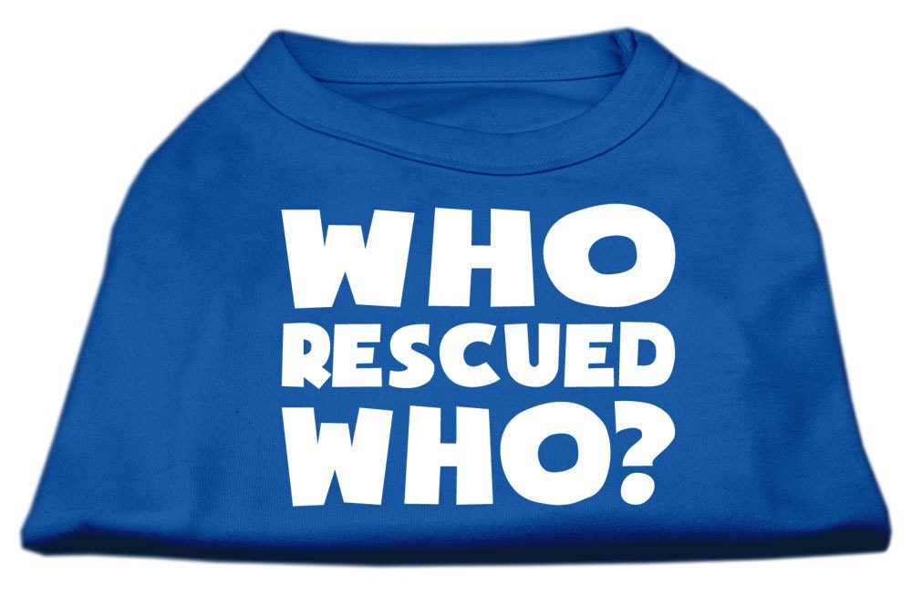Pet Shirt "Who Rescued Who?" Blue