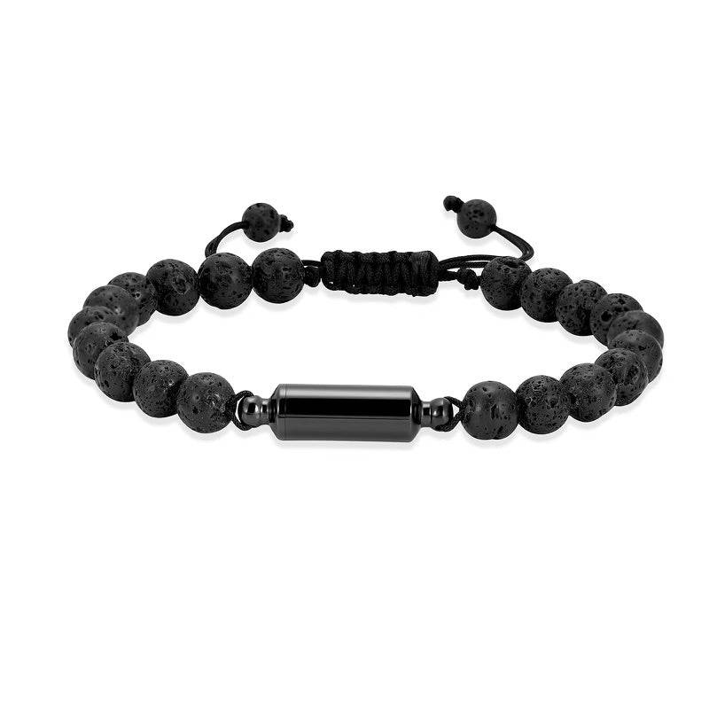 Black Lava Beaded Ashes Bracelet Adjustable