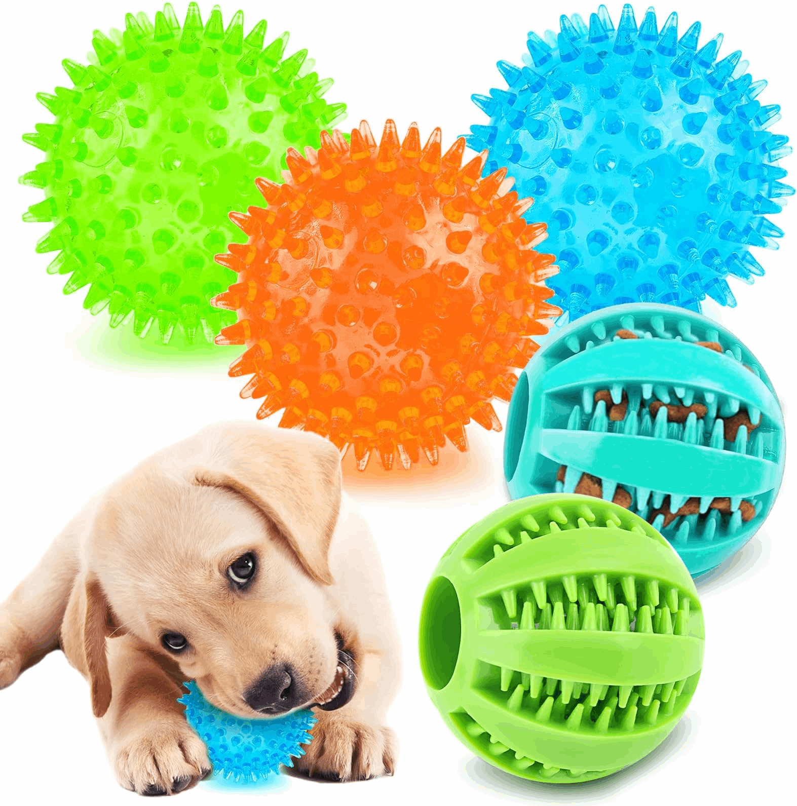 2.5” Squeaky Interactive Dog Balls for Puppy Teething Chew Toys for Small Dogs for Clean Teeth and Training 5pcs