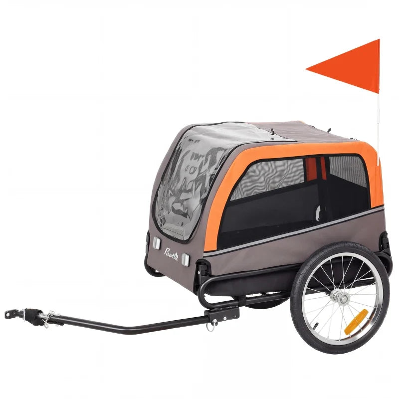 Dog Bike Trailer, Pet Cart Bicycle Carrier with 20" Air Tires, Quick-Release Wheels, Reflectors, Flag Orange