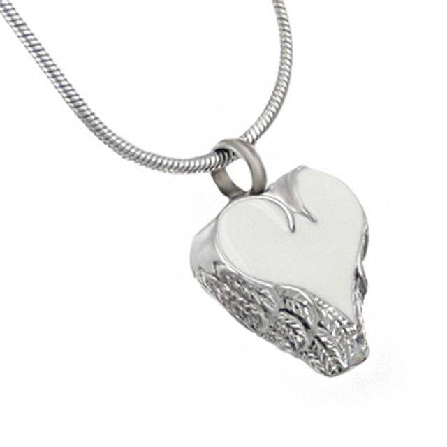 Heart Wings Cremation Ashes Necklace