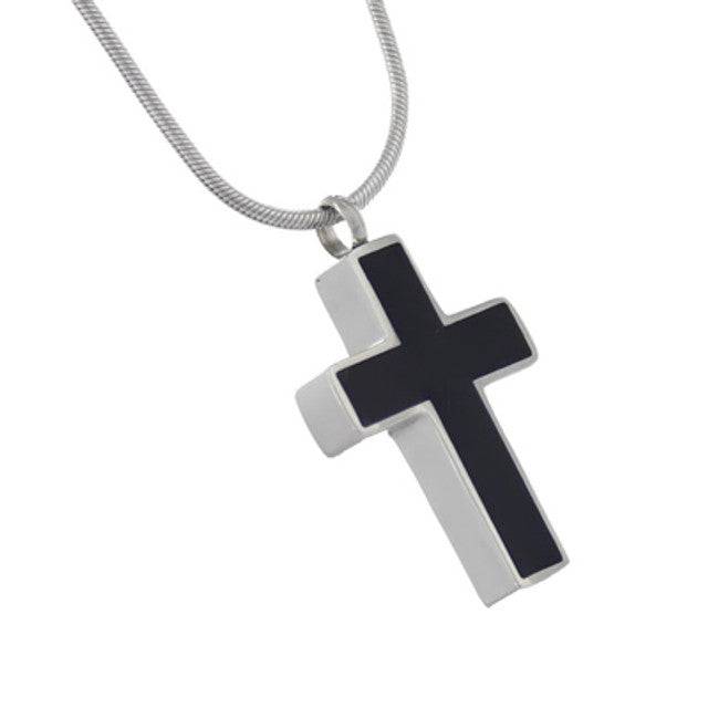 Black Cross Cremation Ashes Necklace