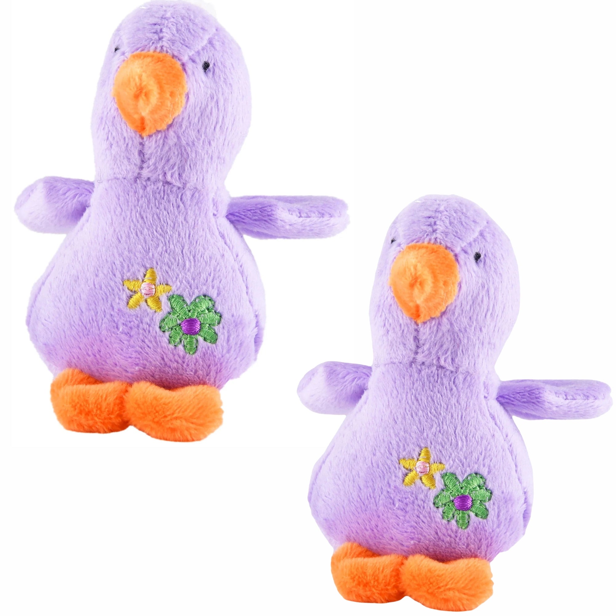 Jeffers 4" Baby Duck Plush Squeaker Dog Toys Purple 2 ct