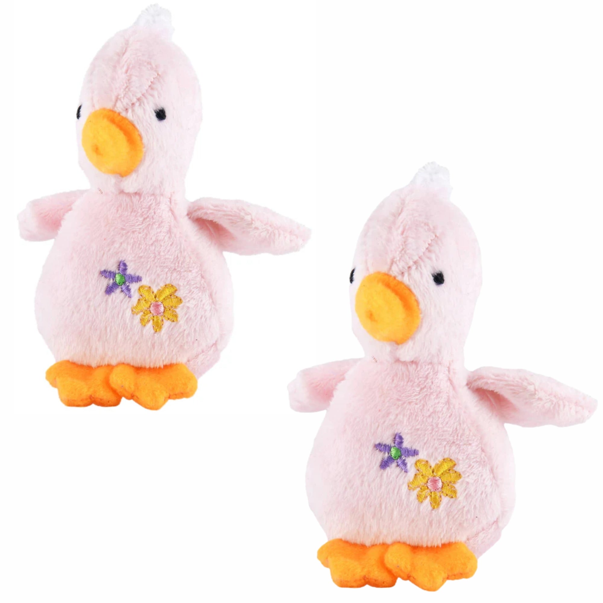 Jeffers 4" Baby Duck Plush Squeaker Dog Toys Pink 2 ct
