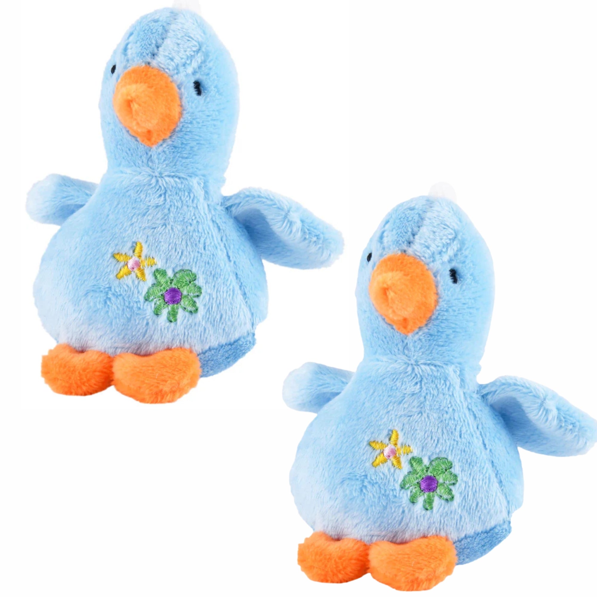 Jeffers 4" Baby Duck Plush Squeaker Dog Toys Blue 2 ct