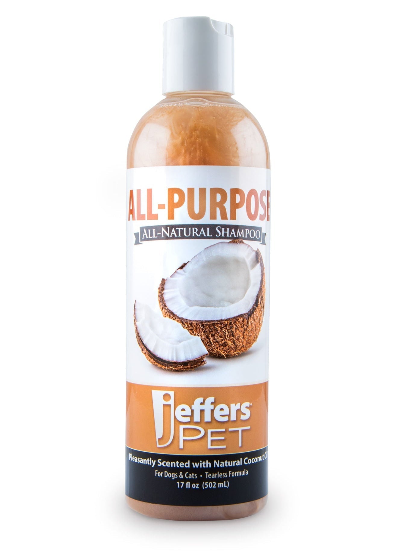 Jeffers Pet Tearless All-Purpose All-Natural Coconut Oil Shampoo for Dogs & Cats 17 oz 1 Coconut