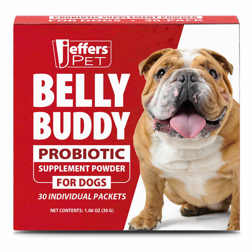 Jeffers BELLY BUDDY Probiotic Supplement Powder for Dogs – Multi-Strain Digestive & Immune Support Chicken Liver 30 ct