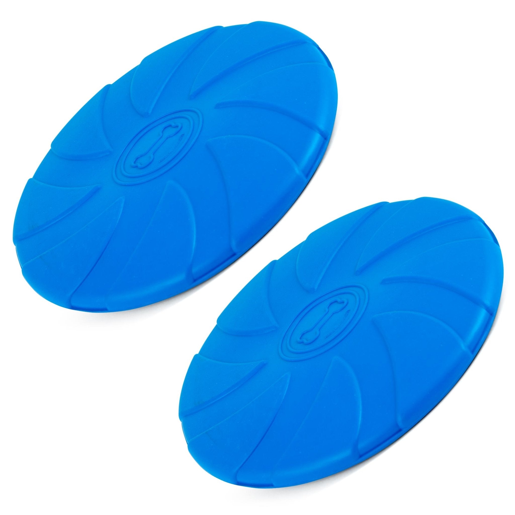 Jeffers Blue Bone Stamped Frisbee Natural Rubber 8 Inch Dog Toy for Fetching & Chewing Blue Medium 2