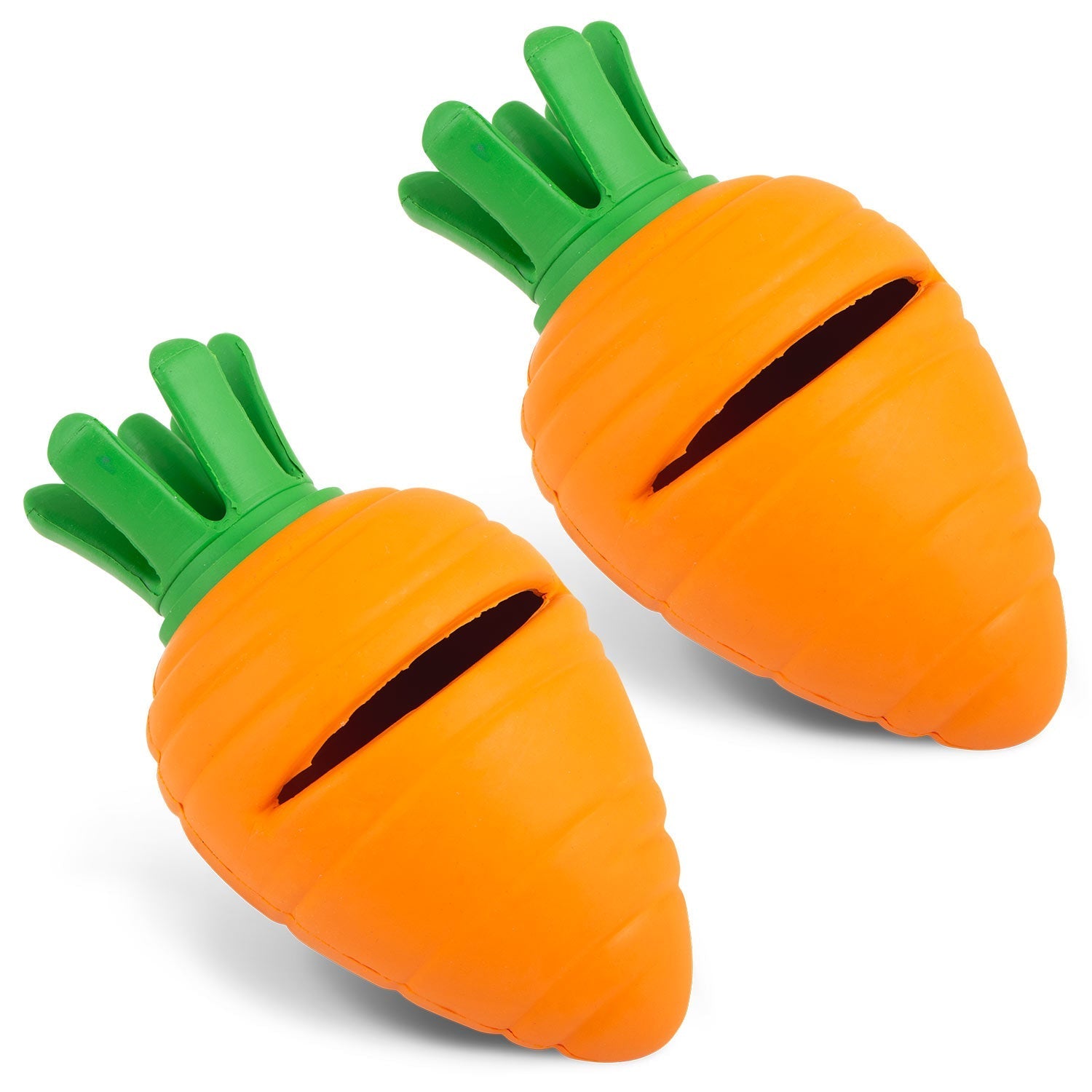 Jeffers Carrot Natural Rubber Treat Dispensing Dental Dog Chew Toy with Slit Multi Medium 2