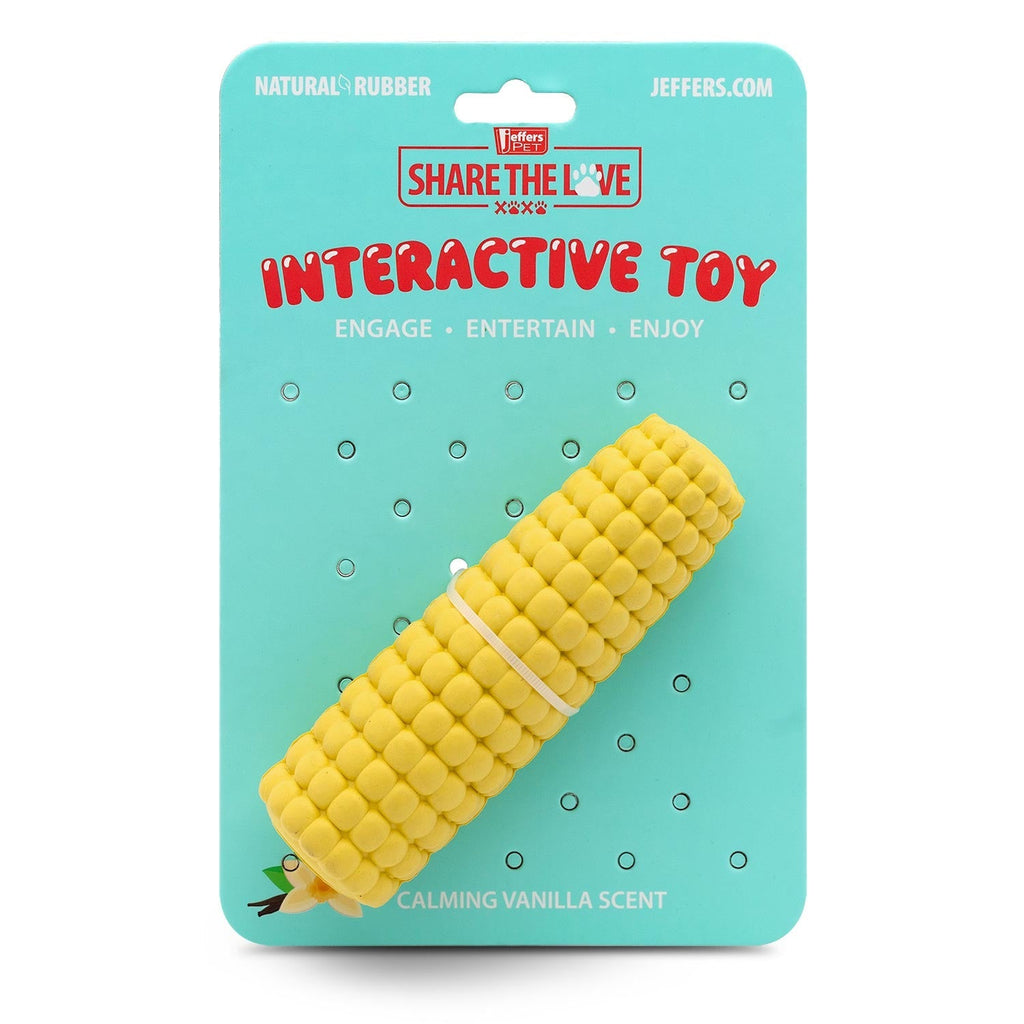 Jeffers Corn Cob Natural Rubber Treat Dispensing Dog Chew Toy with Dental Benefits