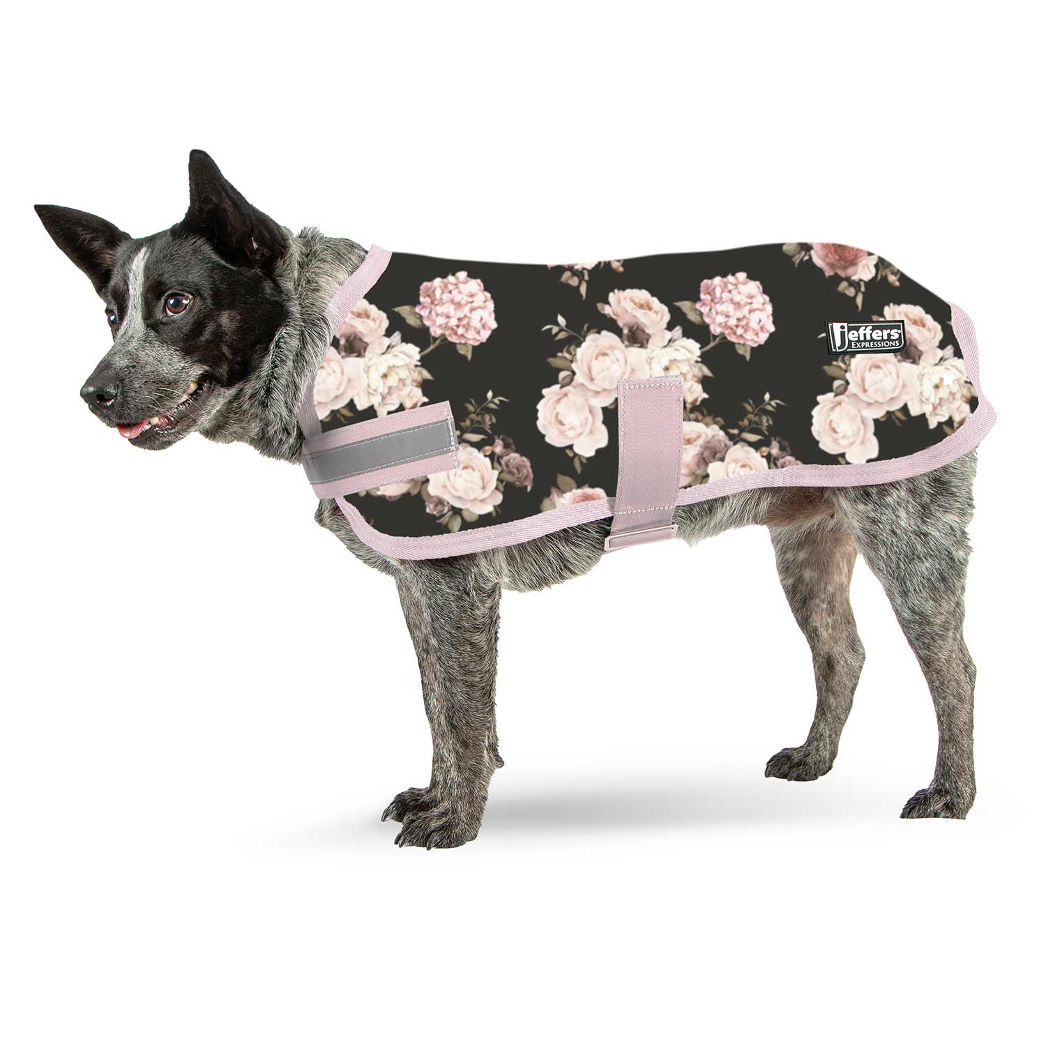 Jeffers Expression Moisture-Wicking Fleece Dog Coat Rose Garden