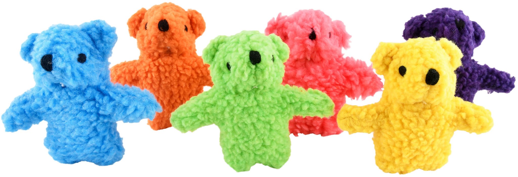 Jeffers Fleecy Bear Plush Squeaker Dog Toys 5" 6 pk Assorted