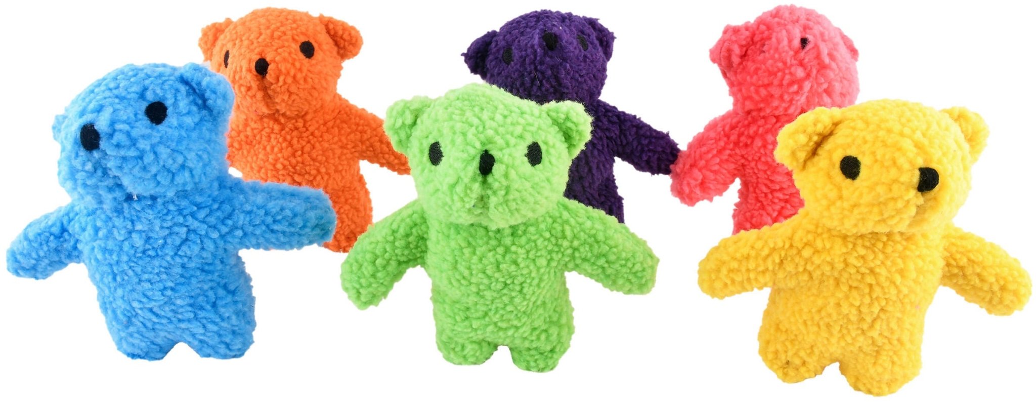 Jeffers Fleecy Bear Plush Squeaker Dog Toys 8" 6 pk Assorted