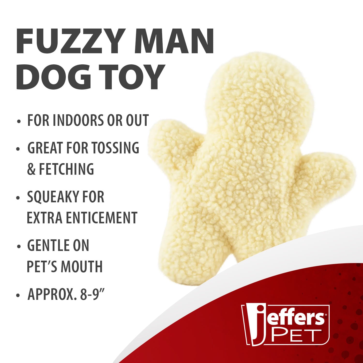 Jeffers Fuzzy Shapes Squeaker Dog Toys, Natural Color, Star/Man/Bone Man Natural 1 ct