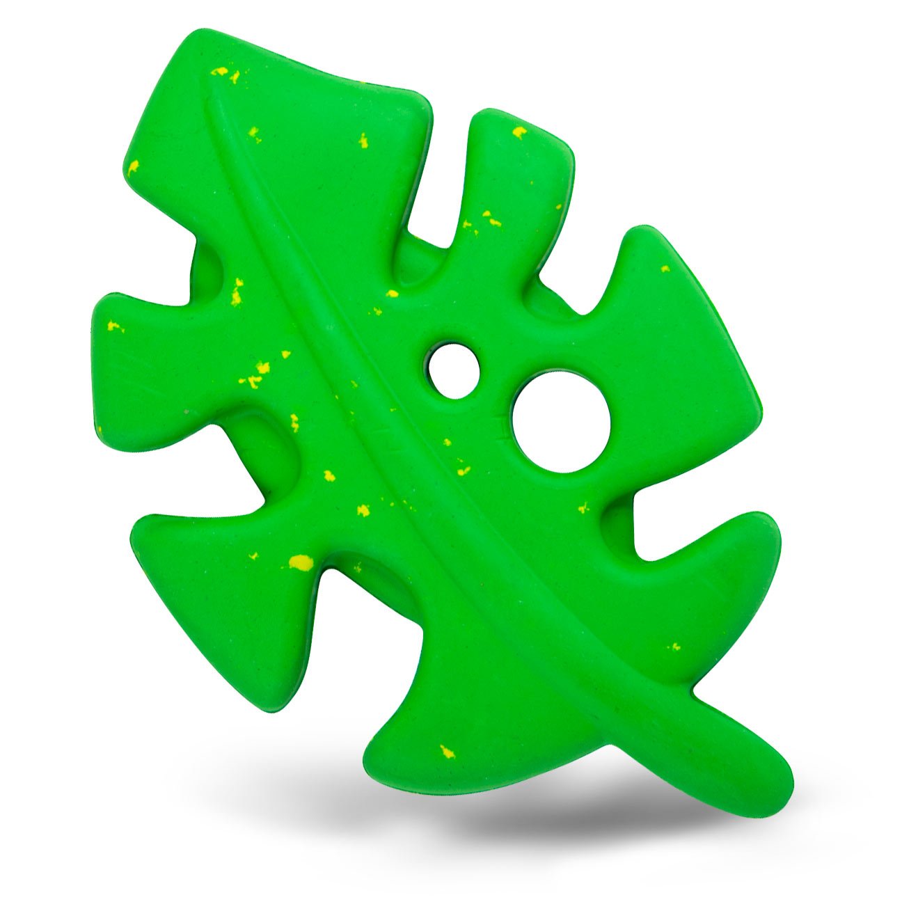 Jeffers Leaf Shaped Natural Rubber Dog Chew Toy with Dental Benefits and Vanilla Scent for Medium Chewers Green Medium 1