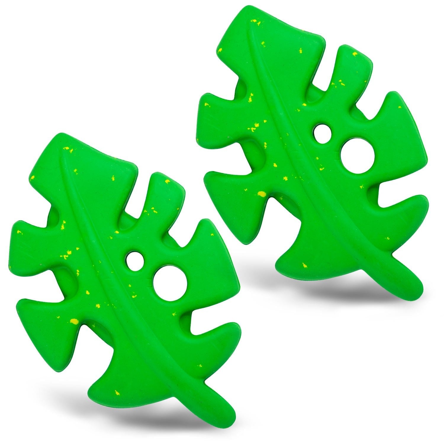 Jeffers Leaf Shaped Natural Rubber Dog Chew Toy with Dental Benefits and Vanilla Scent for Medium Chewers Green Medium 2