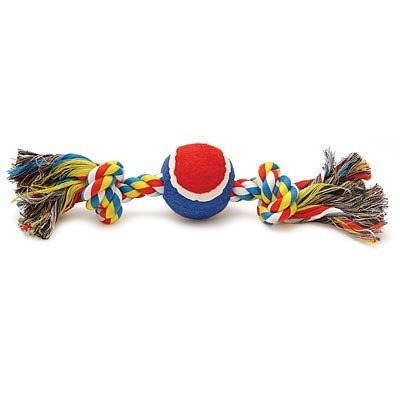 Jeffers Multi-Colored Rope Bone with Ball Dog Toy, 12"L Approx. 12"L 1 ct