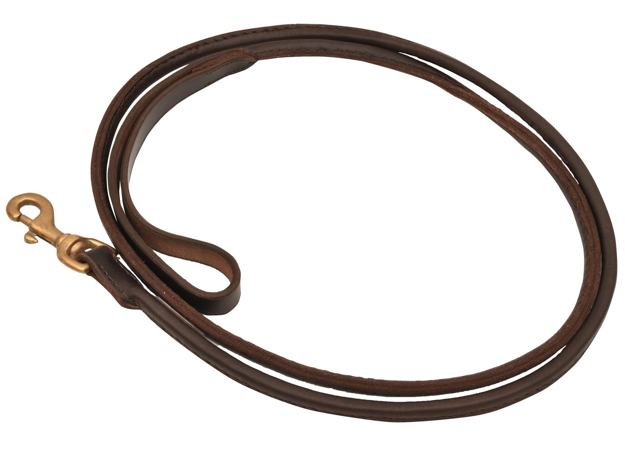 Jeffers Rolled Leather Dog Leash with Hand Strap Handle, 6'L Chestnut Brown