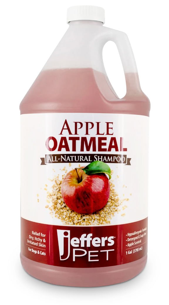 Jeffers Pet Apple Oatmeal All-Natural Hypoallergenic Dry Skin Shampoo for Dogs and Cats 1 gallon 1