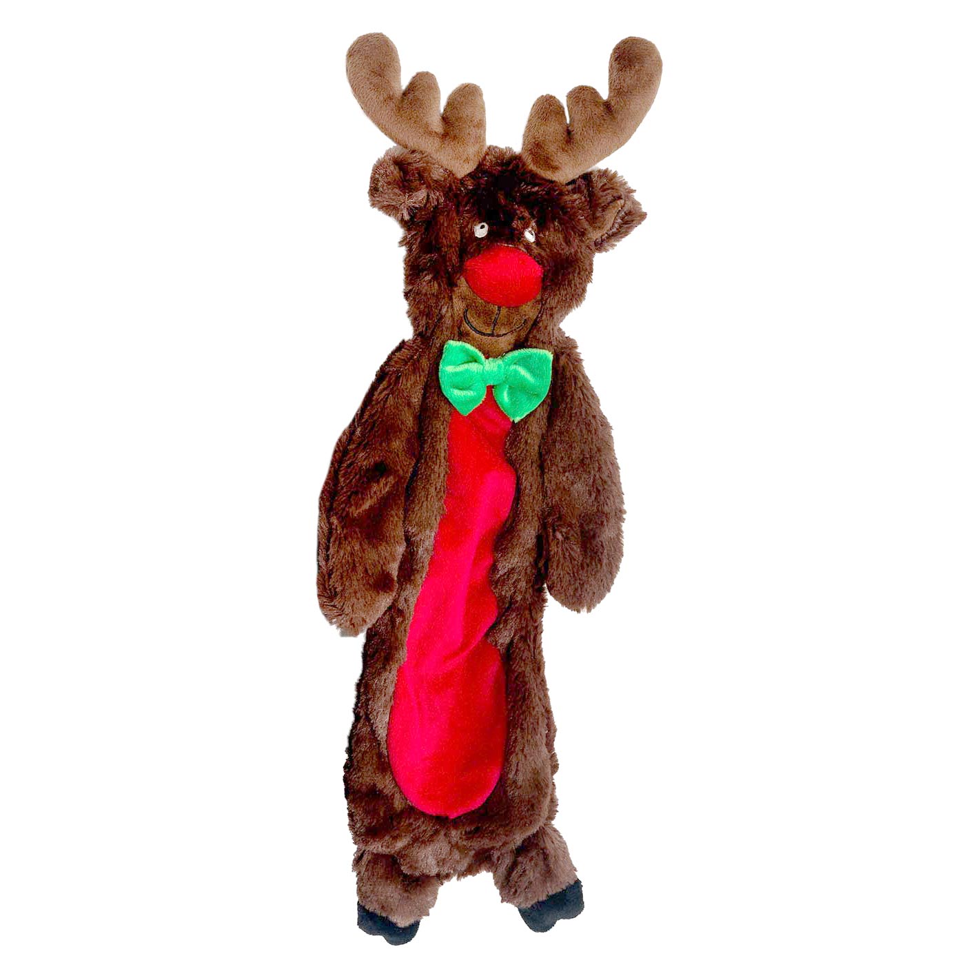 Jeffers Pet Christmas Characters Unstuffed Plush Squeaker Dog Toys, 12"L Reindeer 1 ct 12"