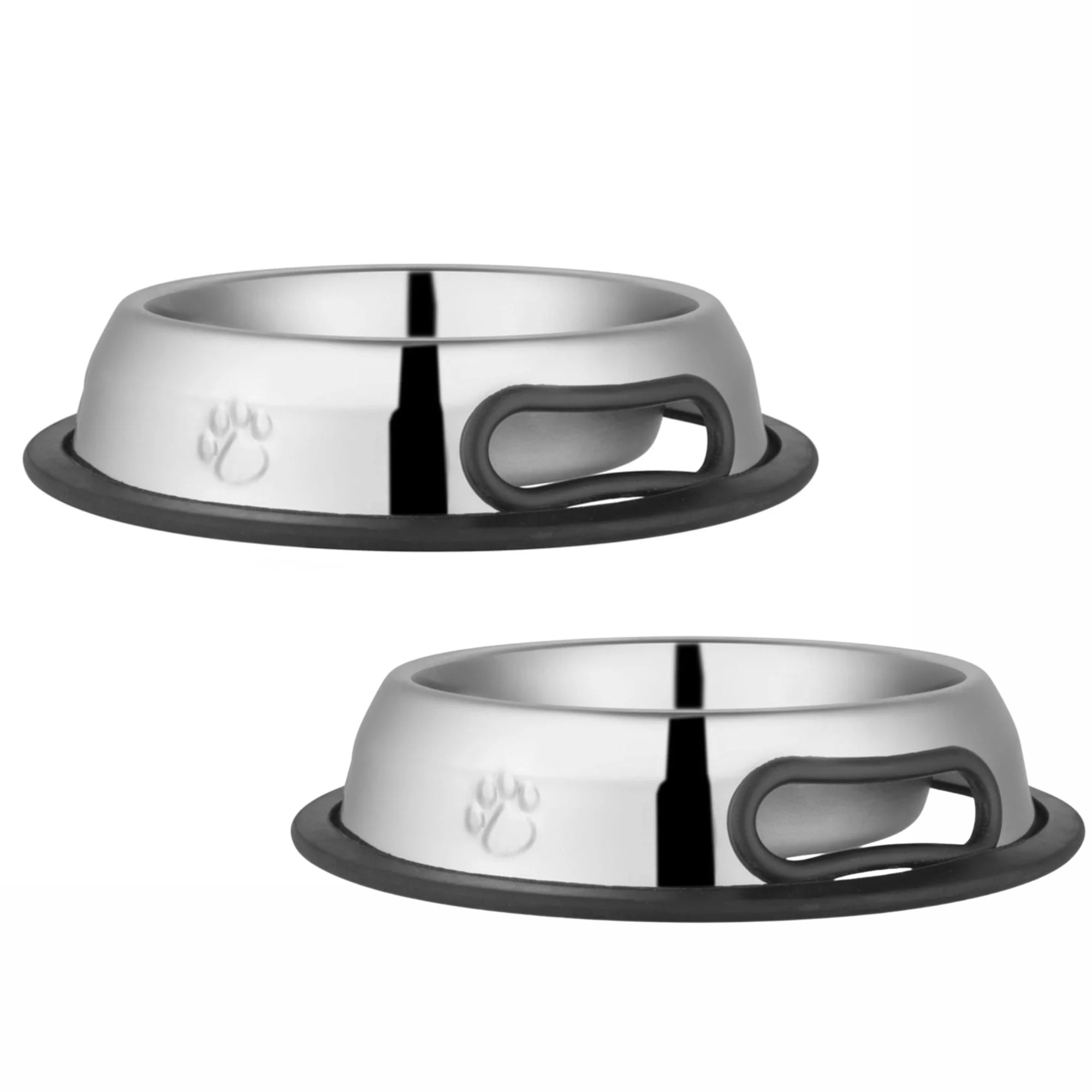Jeffers Pet Embossed No-Tip Anti-Skid Stainless Steel Pet Bowls for Dogs, Cats, Puppies, Kittens – Rubber Base, Food & Water Feeding Dish 2 ct