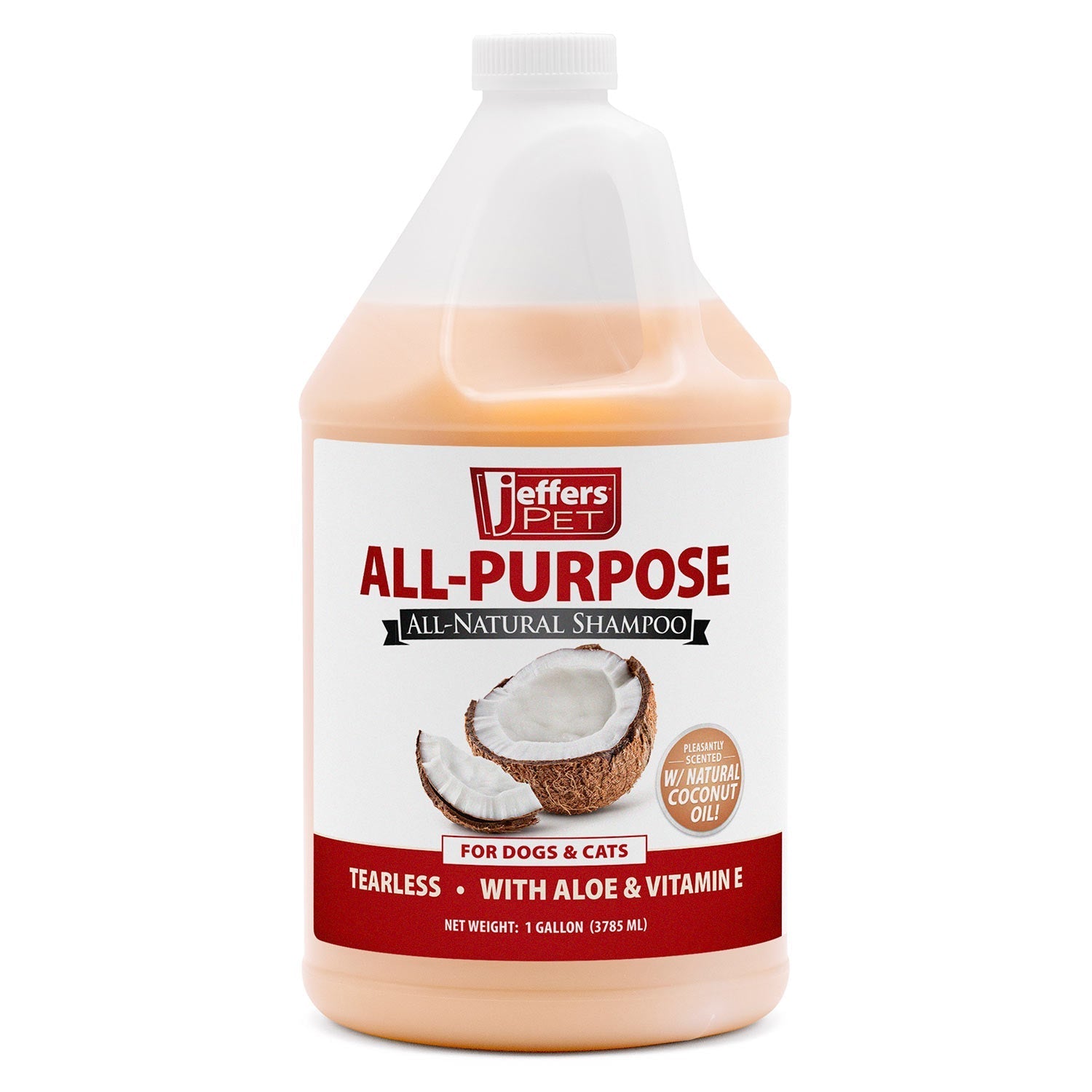 Jeffers Pet Tearless All-Purpose All-Natural Coconut Oil Shampoo for Dogs & Cats 1 gallon 1 Coconut