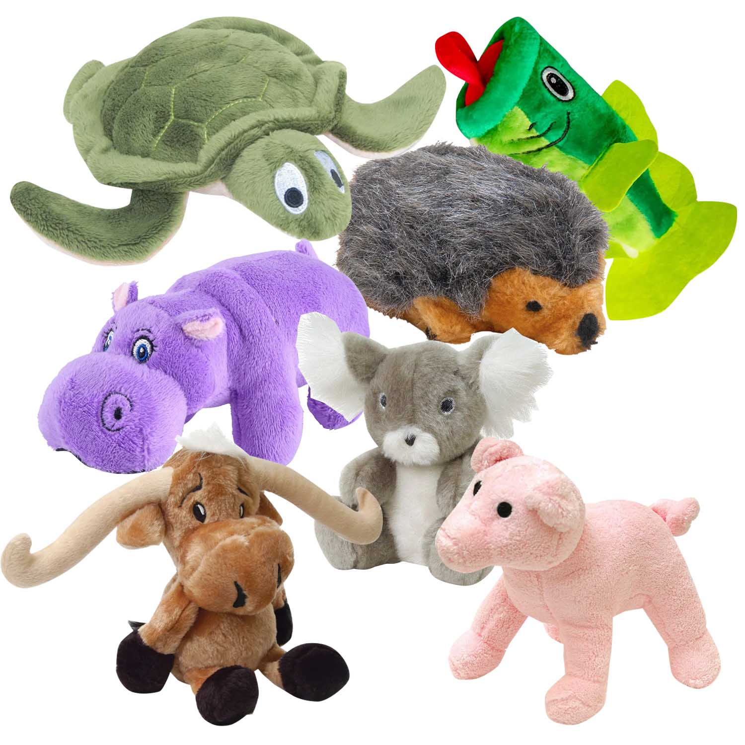 Jeffers Plush Animals Share the Love Squeaker Dog Toys, 7 Piece Kit Default Title