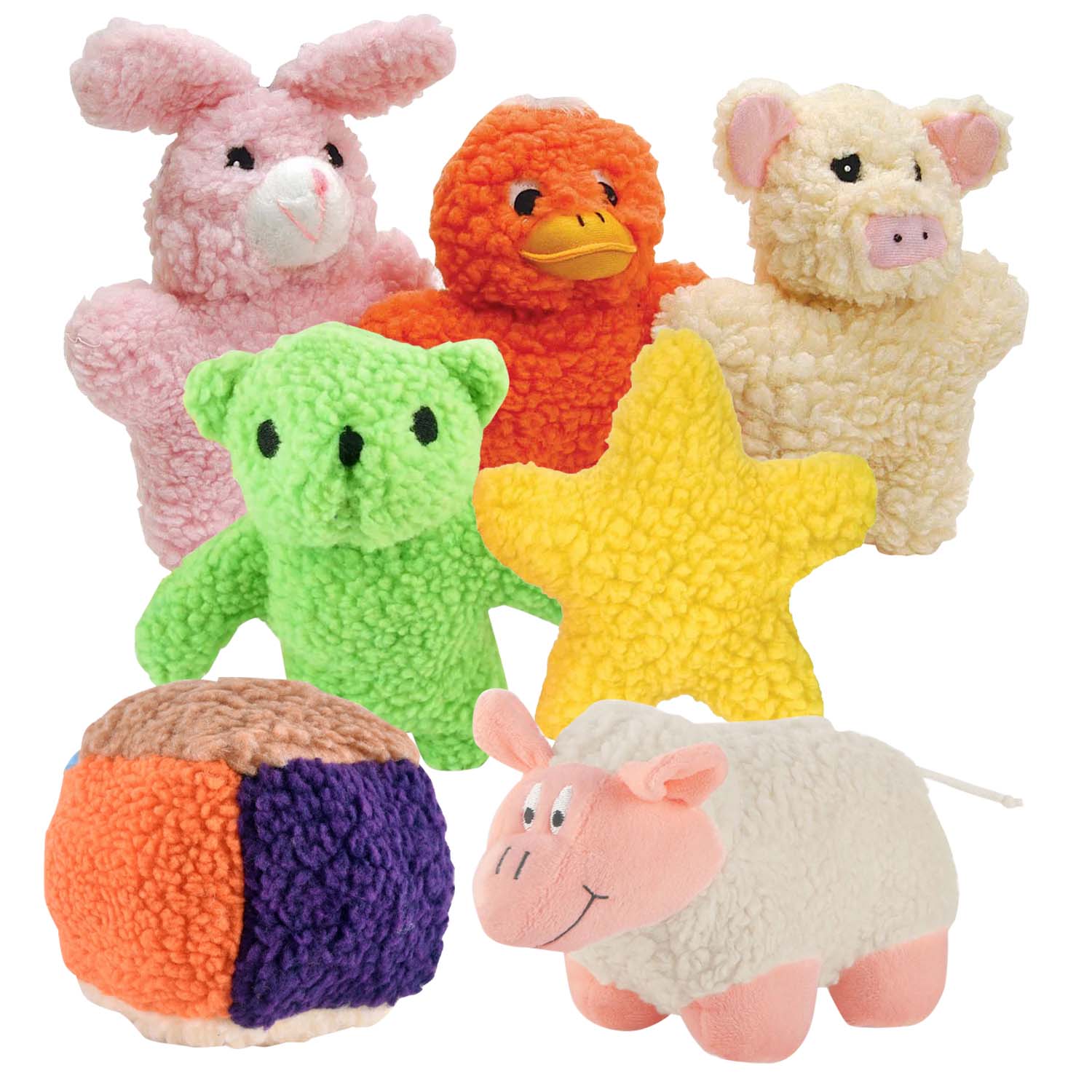 Jeffers Plush Fleece Toys Share the Love Squeaker Dog Toys, 7 Piece Kit Default Title