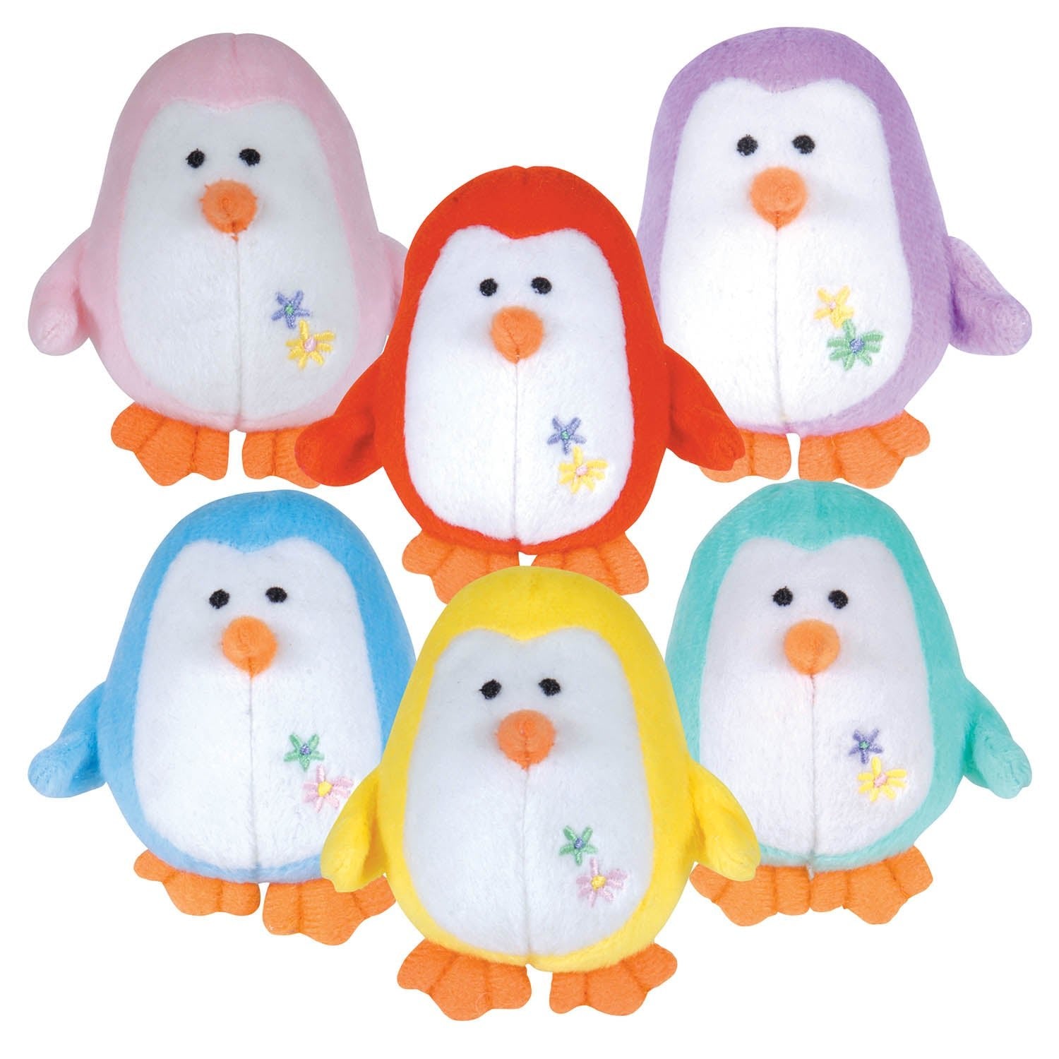 Jeffers Plush Penguin Squeaker Toy for Puppies & Small Dogs Multi-Colored (1 of Each Color) 6 ct