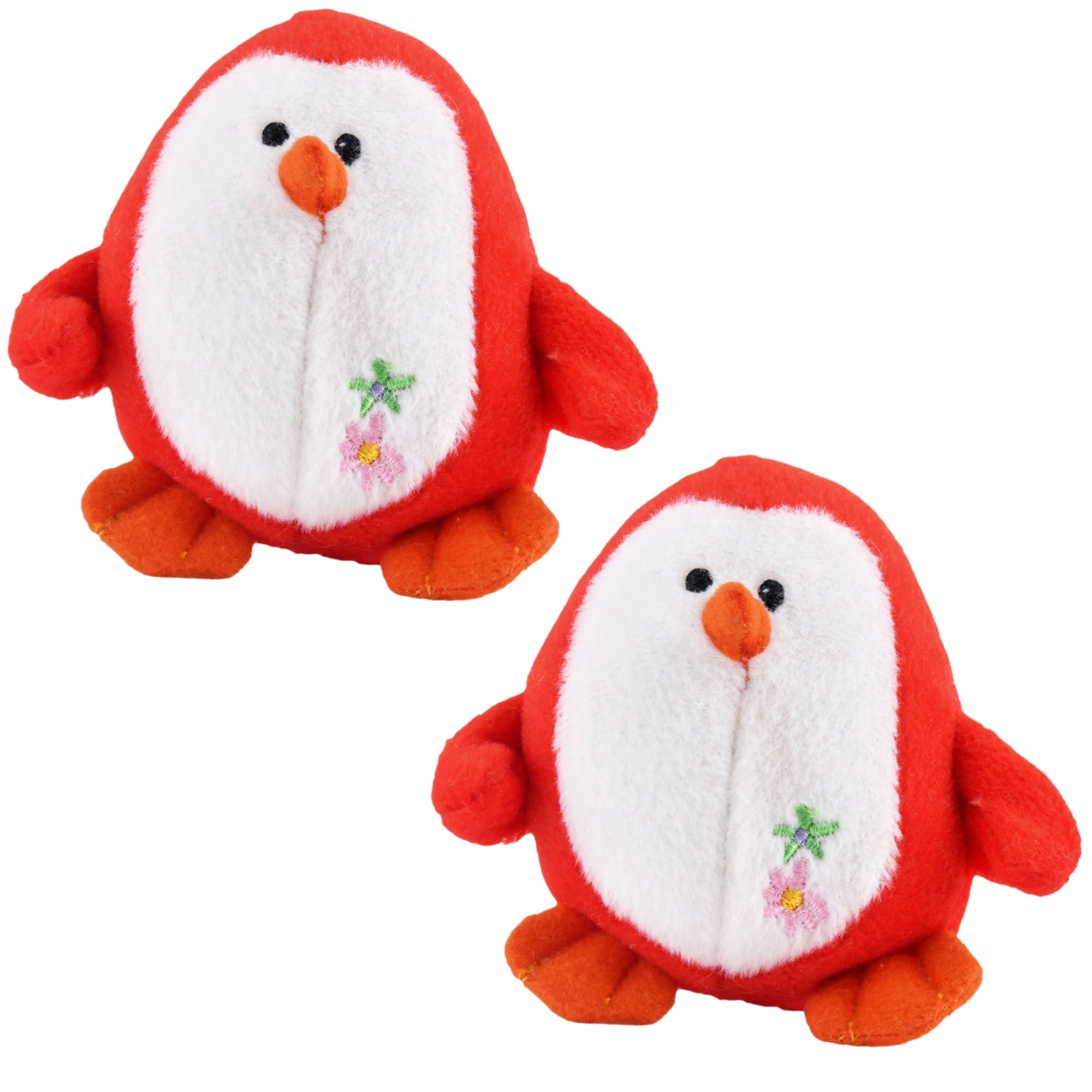 Jeffers Plush Penguin Squeaker Toy for Puppies & Small Dogs Red 2 ct