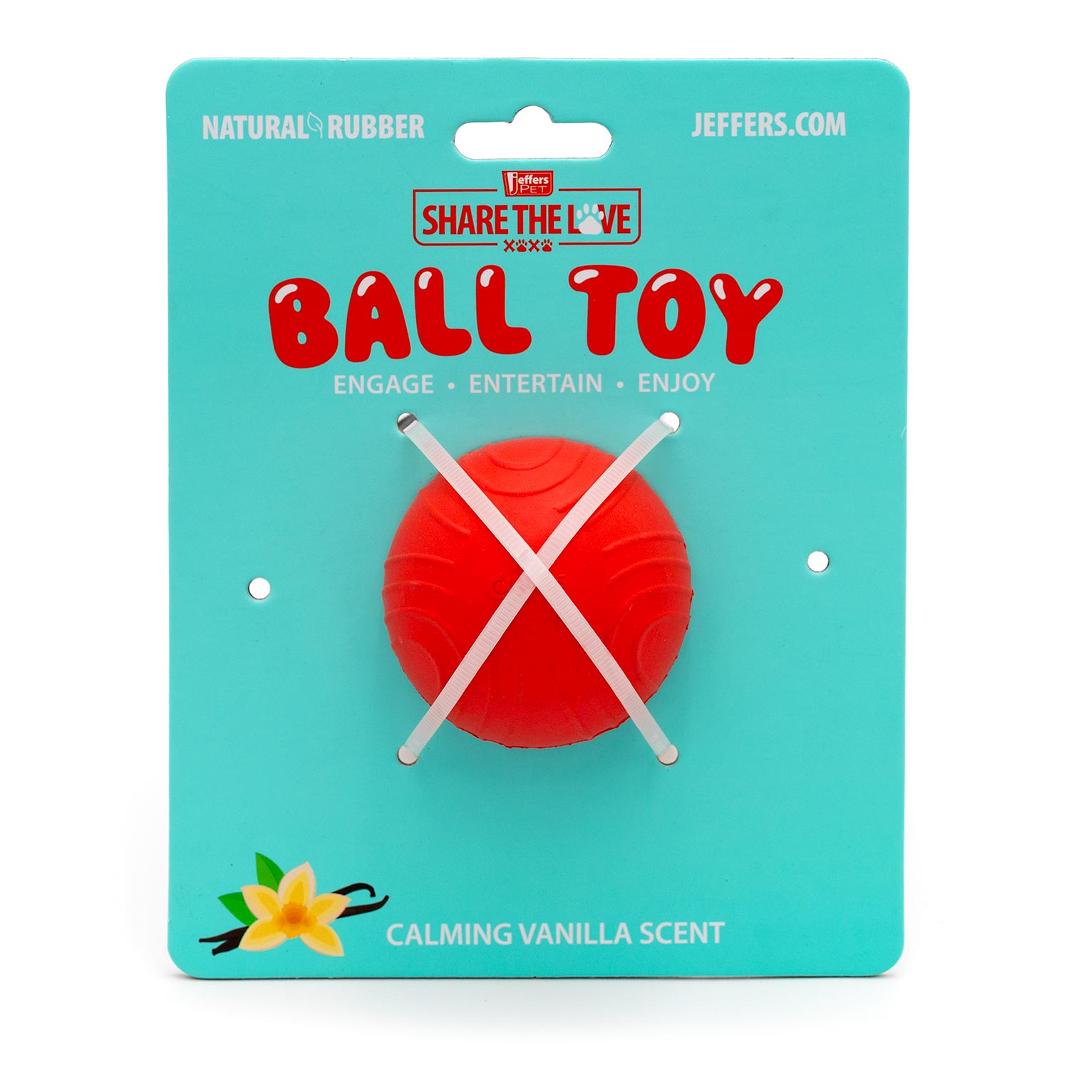 Jeffers Red Bouncing Ball with Waves Natural Rubber Dental Dog Chew Toy for Energetic Play