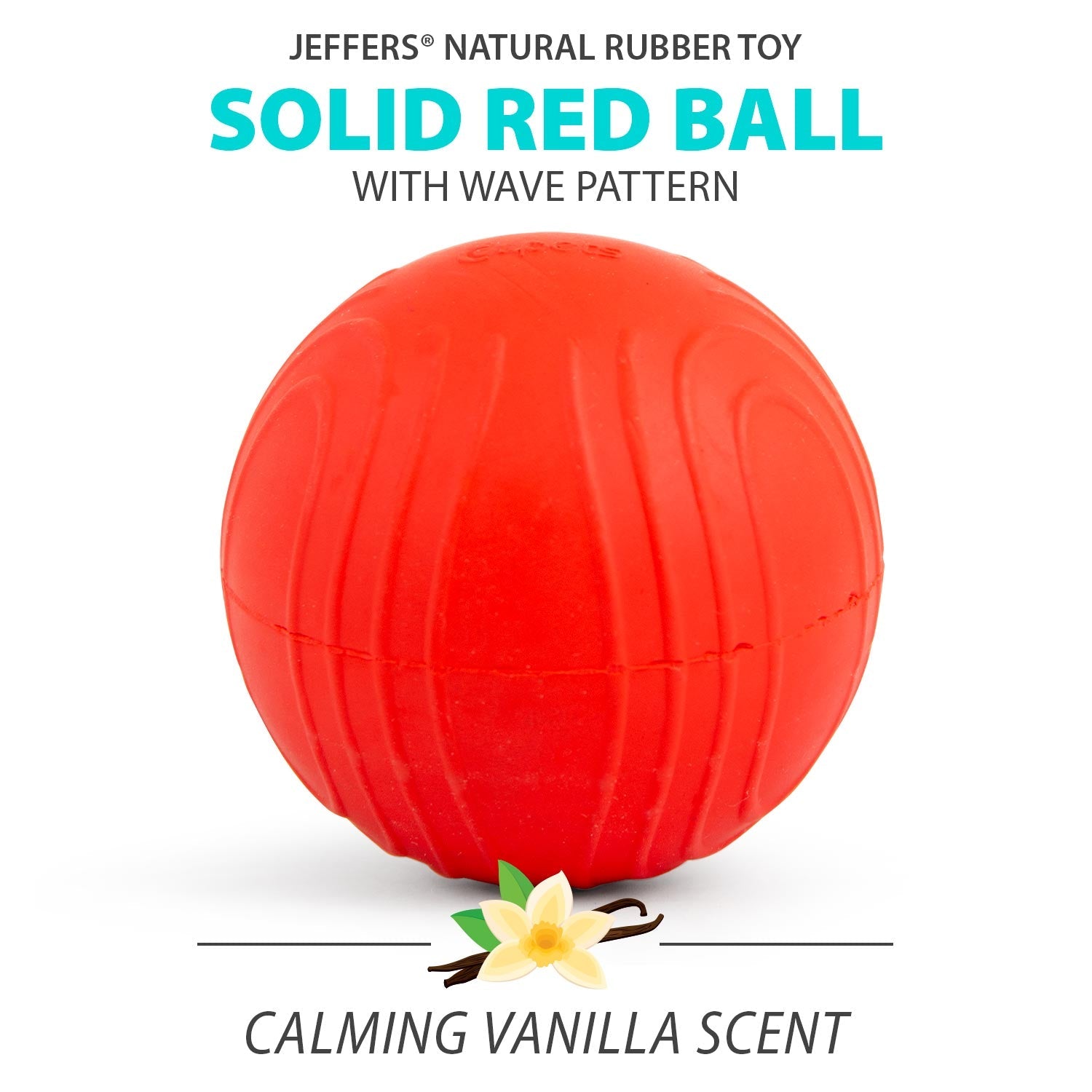 Jeffers Red Bouncing Ball with Waves Natural Rubber Dental Dog Chew Toy for Energetic Play