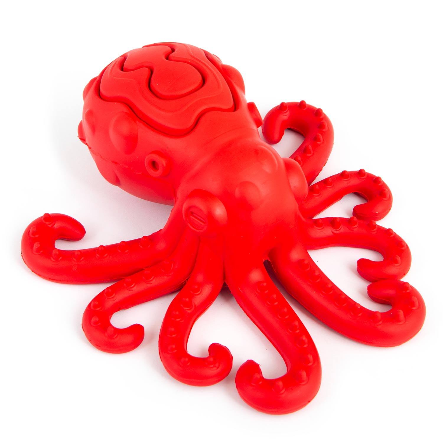 Jeffers Red Octopus Natural Rubber Treat Dispensing Dental Dog Chew Toy Red Medium 1
