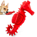 Jeffers Red Seahorse Natural Rubber Dog Chew Toy with Vanilla Scent and Textured Ridges for Dental Health Red Small 1