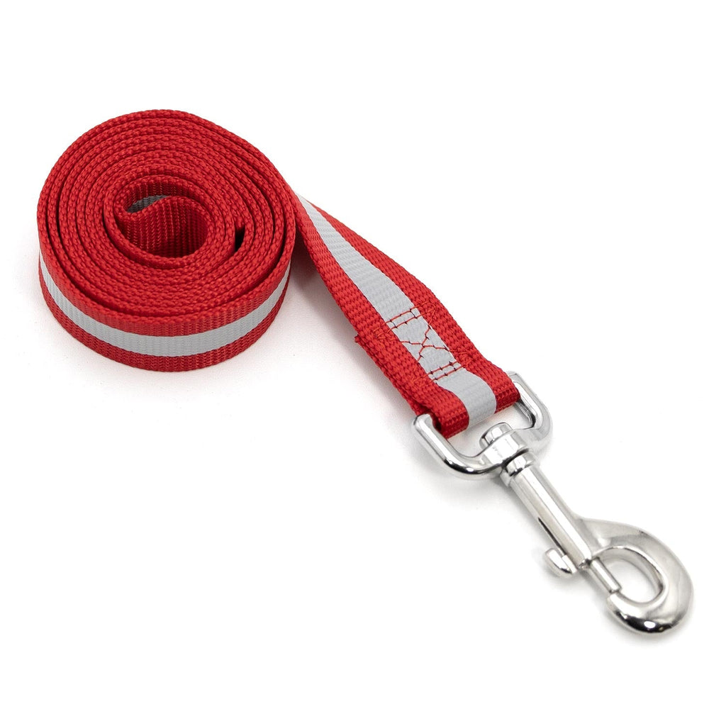 Jeffers Reflective Glow-in-the-Dark Safety Stripe Nylon Dog Leash, 1" W x 4' L Red 1" W x 4' L