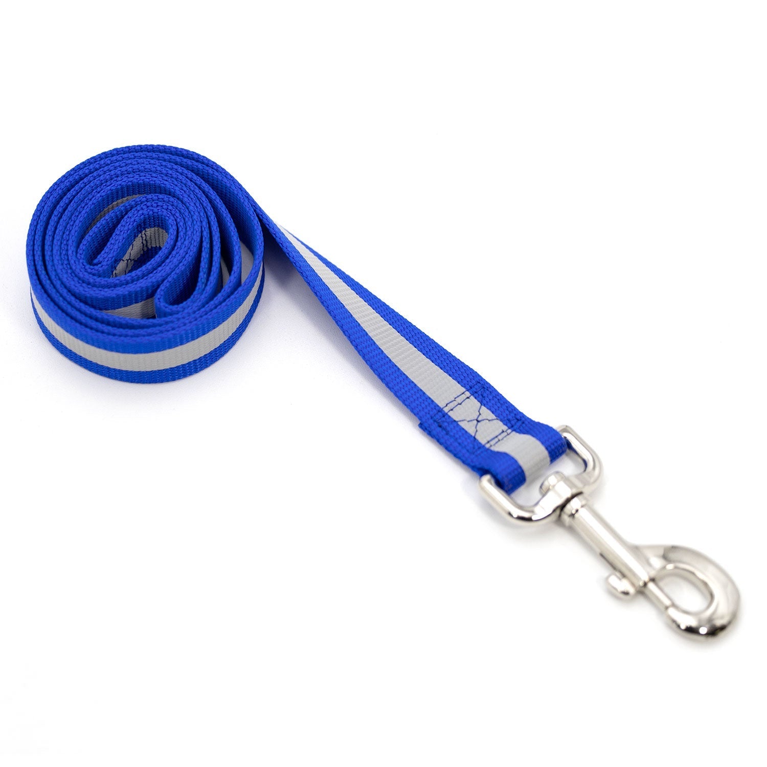 Jeffers Reflective Glow-in-the-Dark Safety Stripe Nylon Dog Leash, 1" W x 4' L Blue 1" W x 4' L