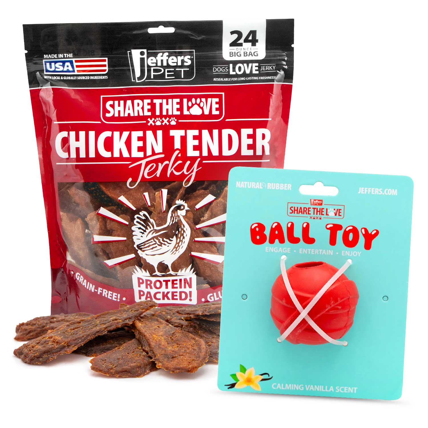 Jeffers Stuffable Dog Chew Toys with Chicken Breast Jerky Treats Kit (1) Orbit Ball 1 ct