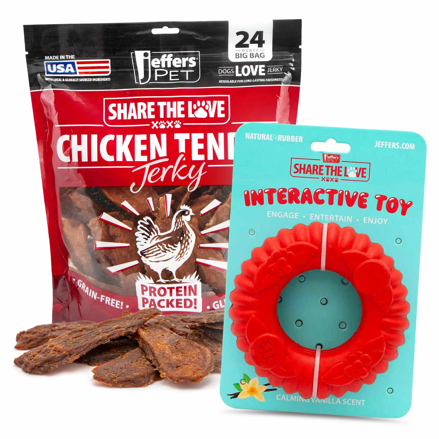 Jeffers Stuffable Dog Chew Toys with Chicken Breast Jerky Treats Kit (1) Virgo Tugger 1 ct