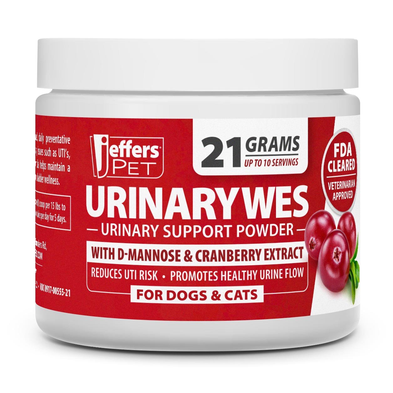 Jeffers UrinaryWes Urinary Support Supplement Powder for Dogs & Cats 21 grams (Up to 10 Servings) Chicken Powder