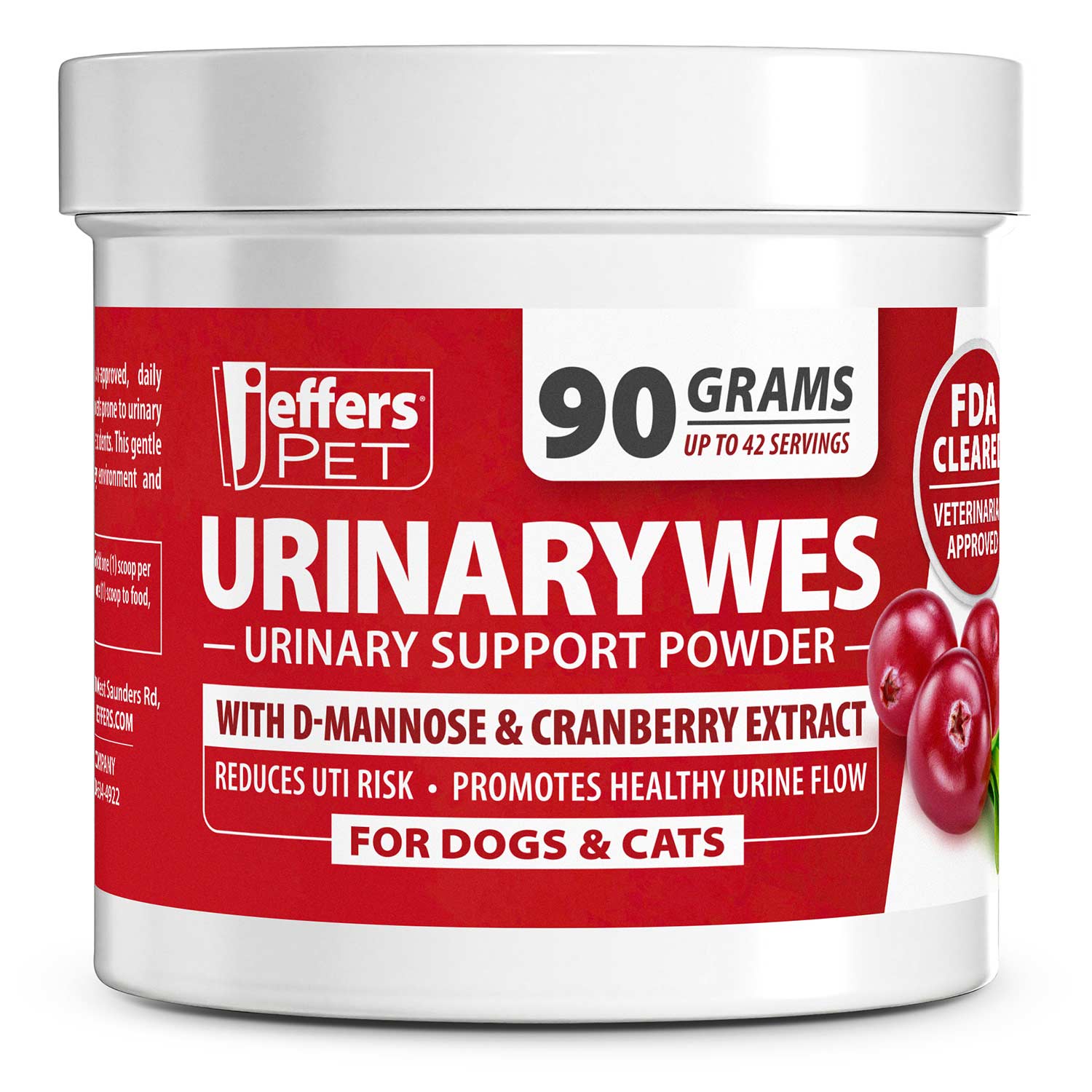 Jeffers UrinaryWes Urinary Support Supplement Powder for Dogs & Cats 90 grams (Up to 42 Servings) Chicken Powder