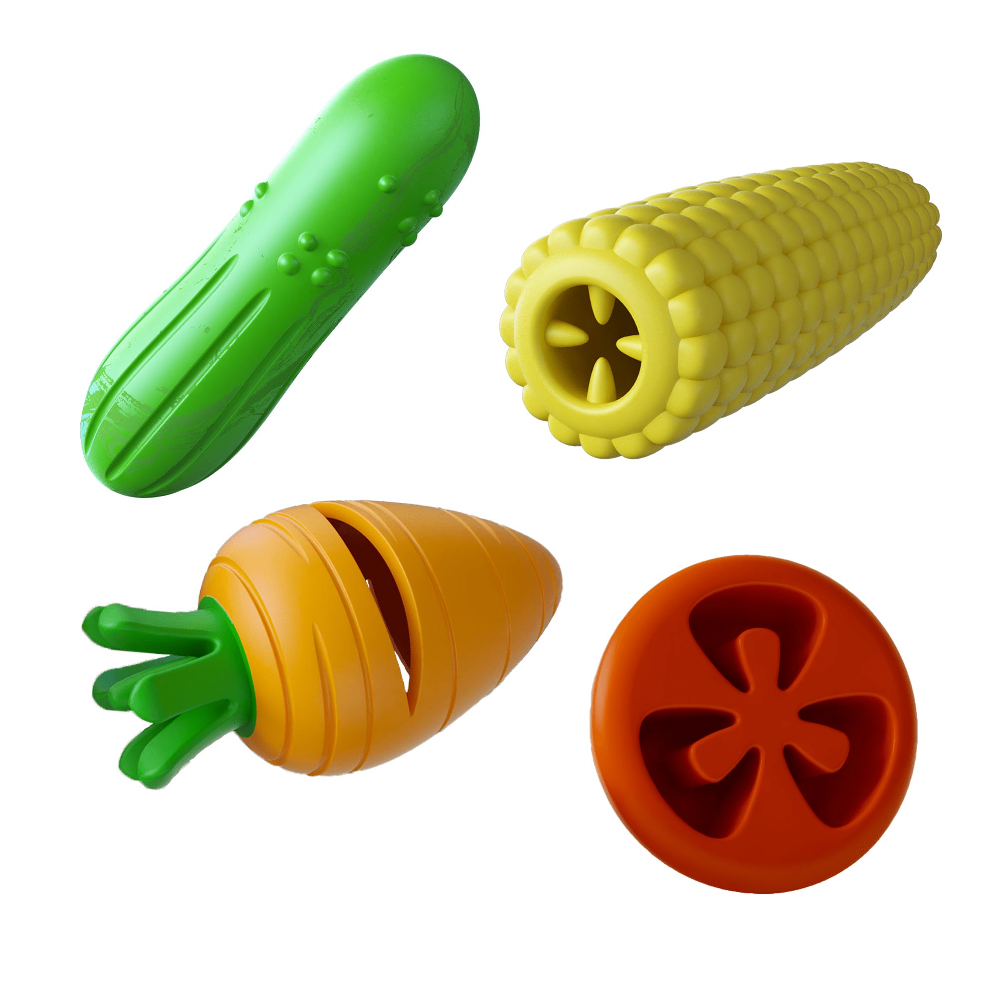 Jeffers Veggies Natural Rubber Dog Chew Toys, 4 pc, Medium Vanilla Medium 4 Piece