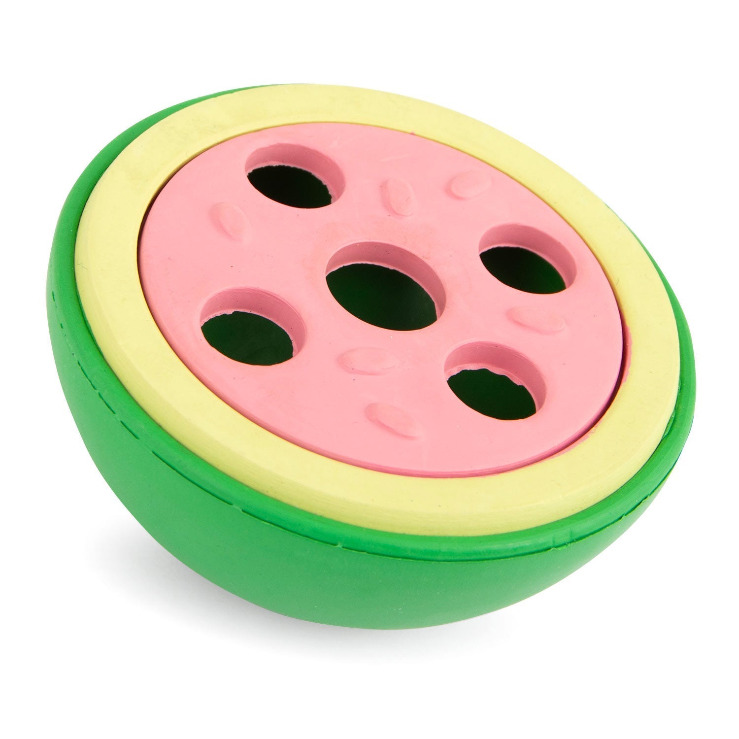 Jeffers Watermelon Natural Rubber Treat Dispensing Dog Dental Chew Toy with Vanilla Scent Multi Small 1