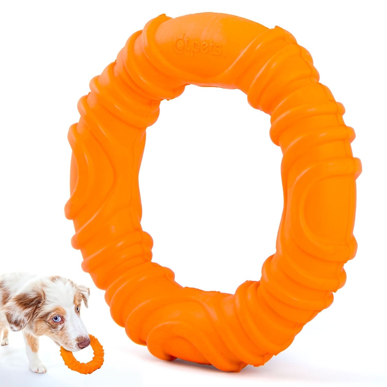 Jeffers Wavy Ring Tugger Natural Rubber Dog Chew Toy for Tug, Fetch & Dental Support Multi Medium 1