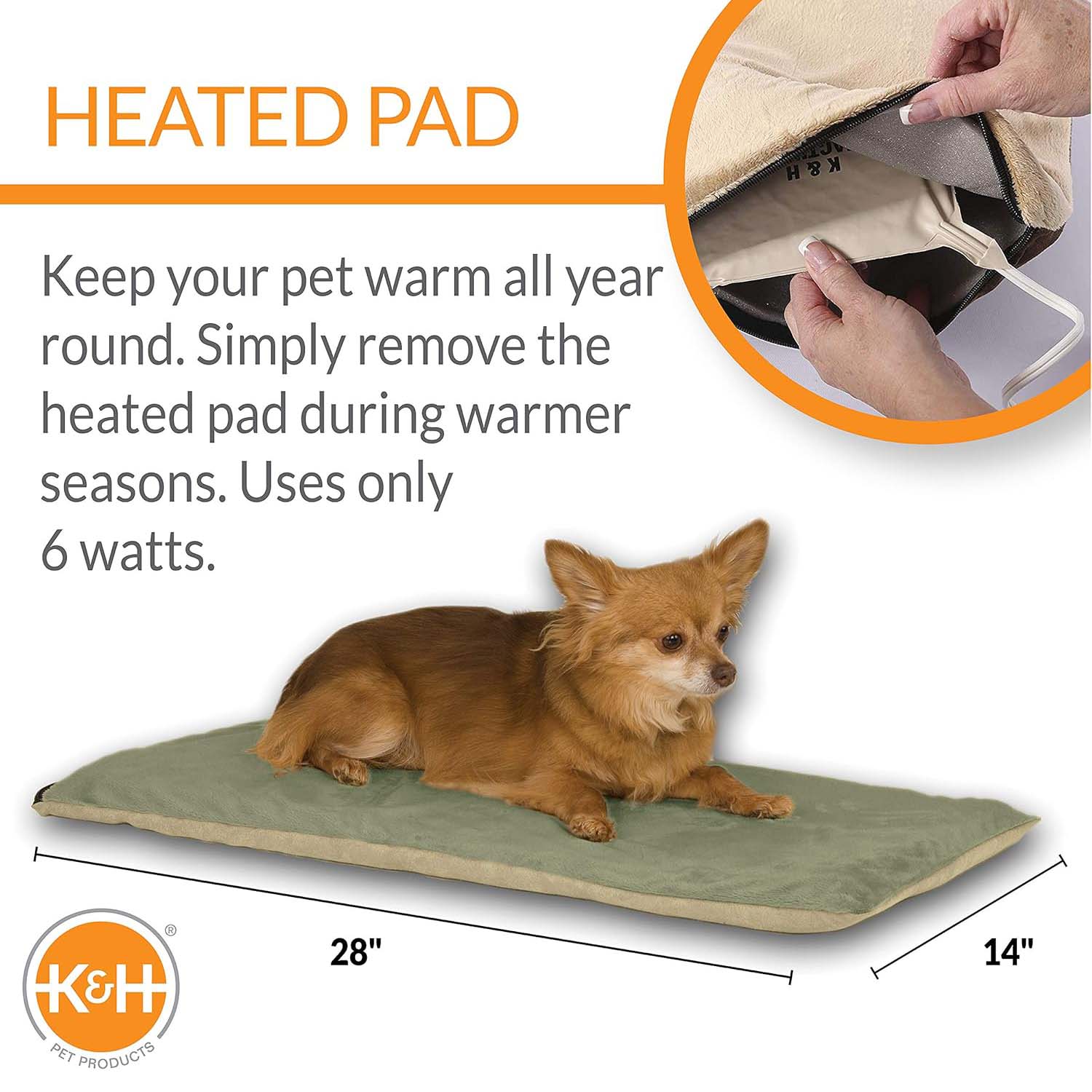 K&H Thermo-Pet Heated Mat for Small Dogs and Cats – Indoor Heated Bed Pad