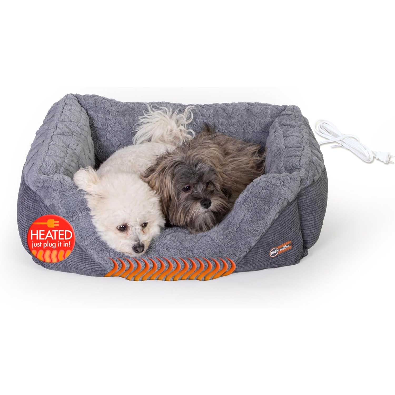 K&H Thermo-Pet Lounge Sleeper Heated Cat & Small Dog Bed – Plush, Non-Slip, Machine Washable Indoor Pet Bed Grey Medium - 30.5" x 24.5" x 9"