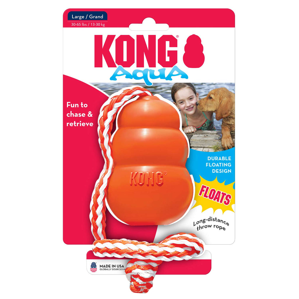 KONG Aqua Floating Water Dog Toy 4" Toy with 18" Rope Orange 1