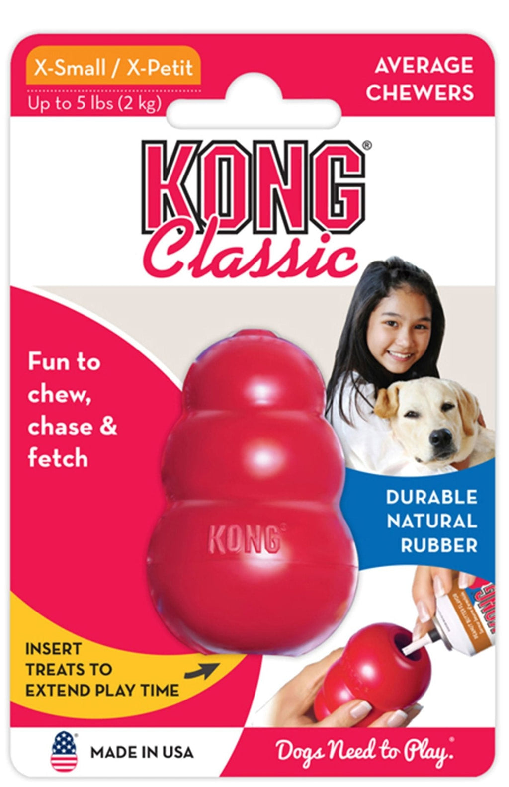 KONG Classic Dog Toy XSmall (2.25") Red Single