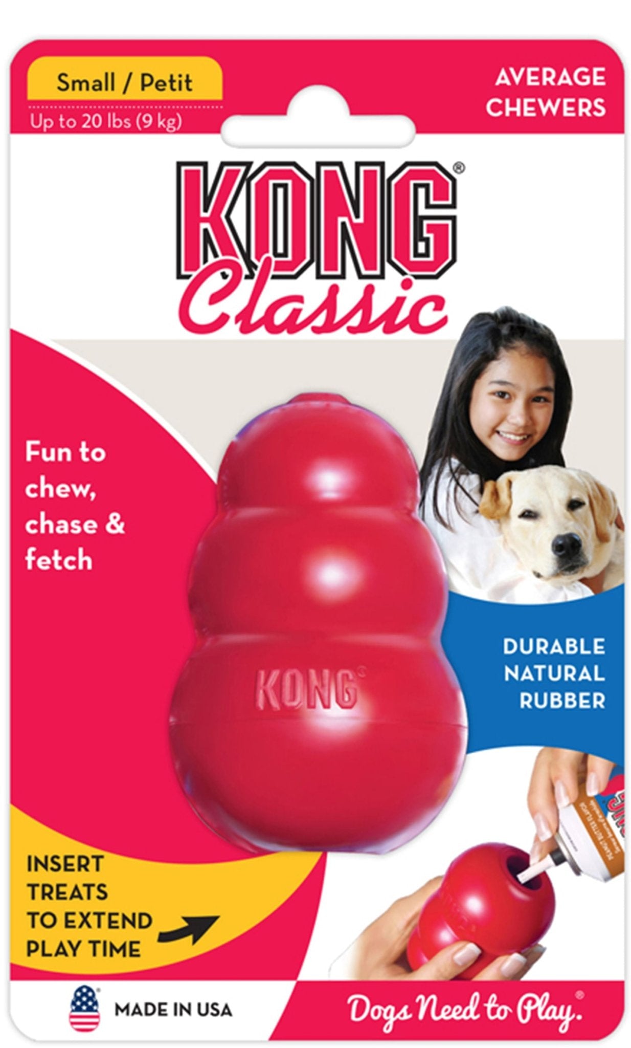 KONG Classic Dog Toy Small (3") Red Single