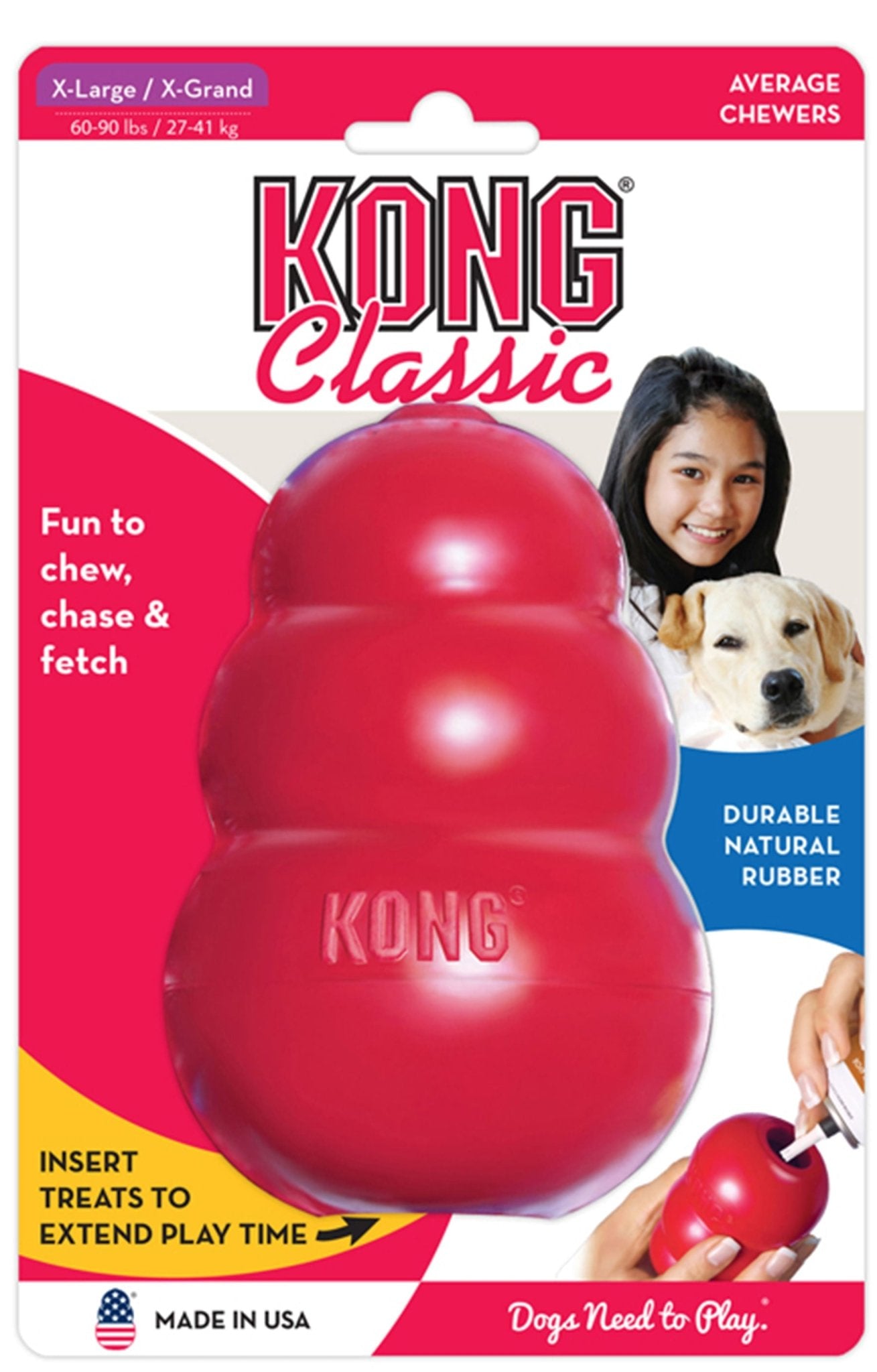 KONG Classic Dog Toy X-Large (5") Red Single