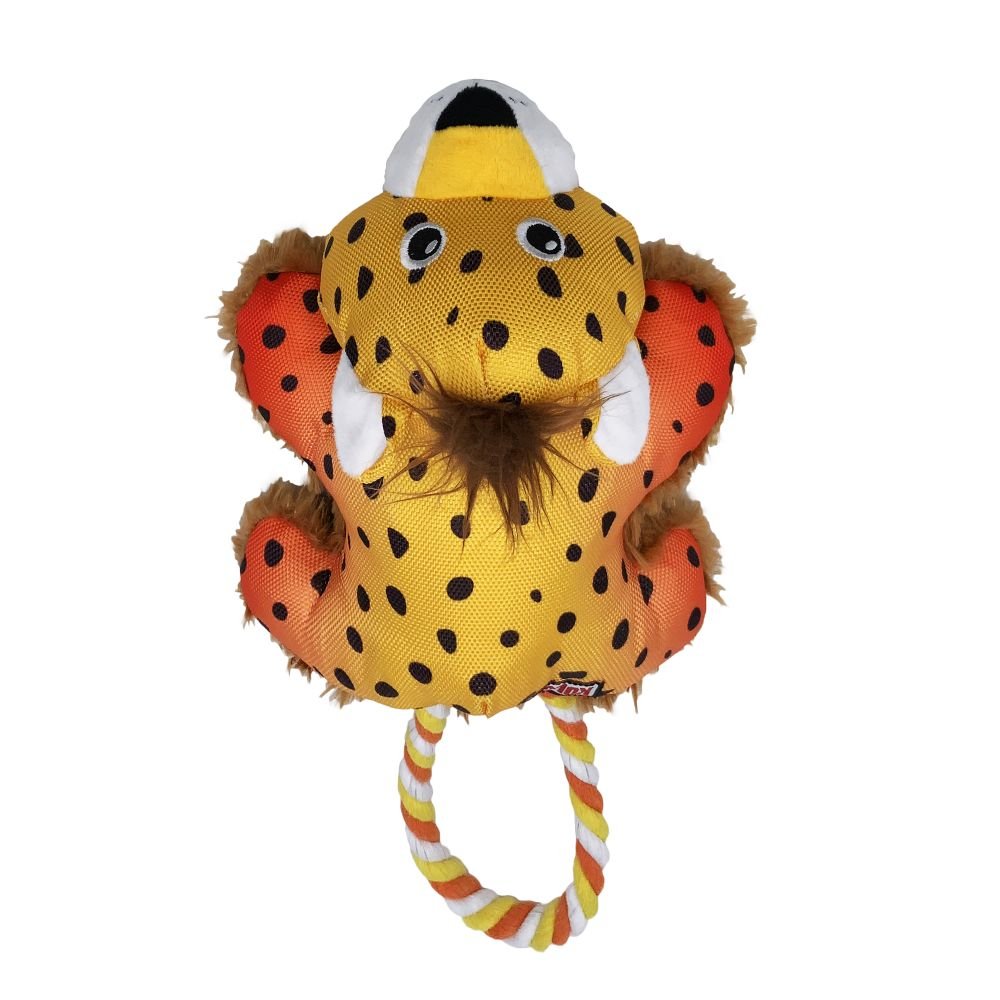 KONG Cozie Tuggz Rope Handled Dog Toy Cheetah Medium Large Each